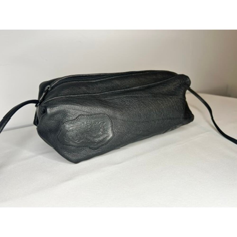 Vintage Carlos Falchi Black Leather Crossbody Bag USA Slouchy Shoulder Purse